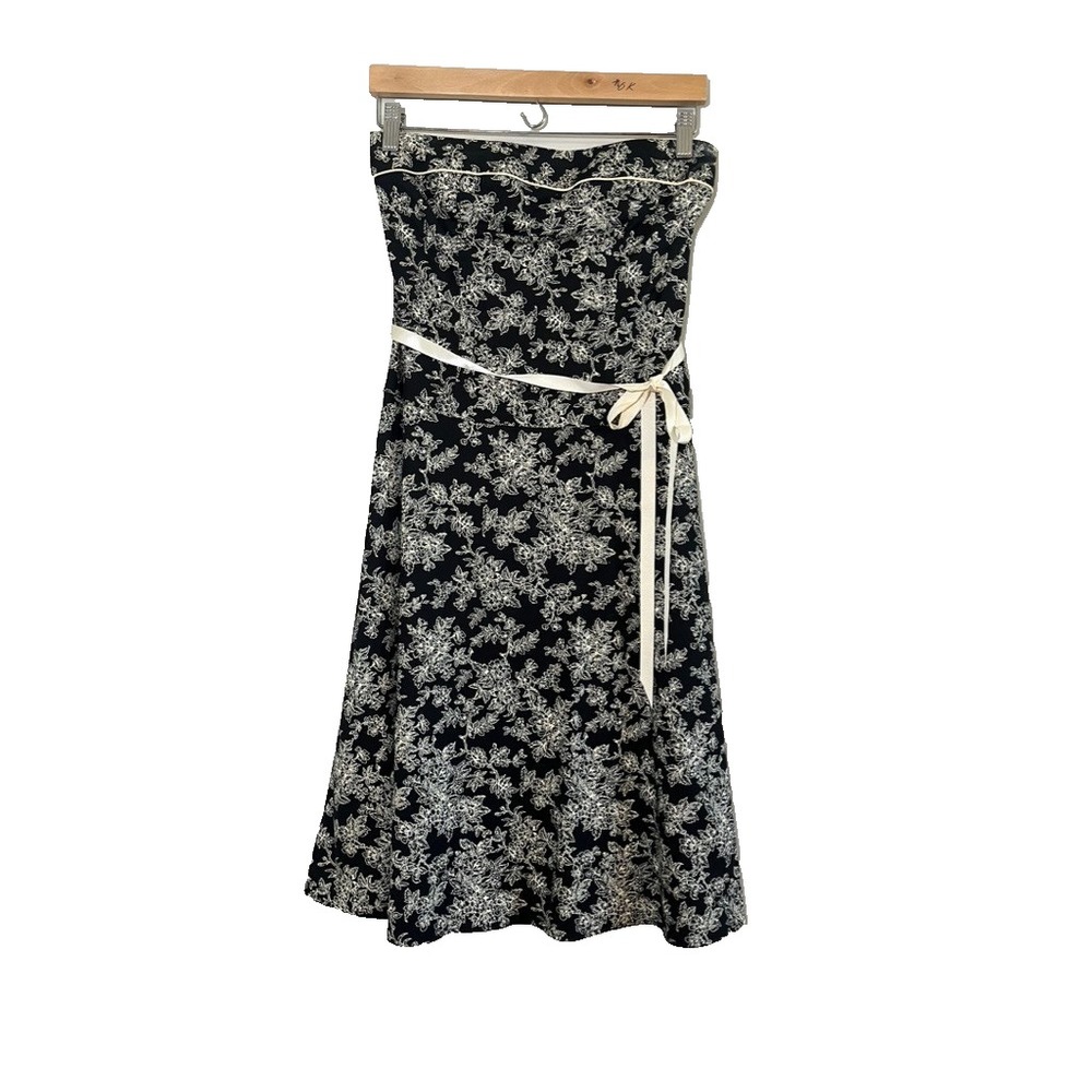 Y2K Neutral Floral Strapelss Dress 5 Cottage Retro Boho Indie Classic Chic 90s